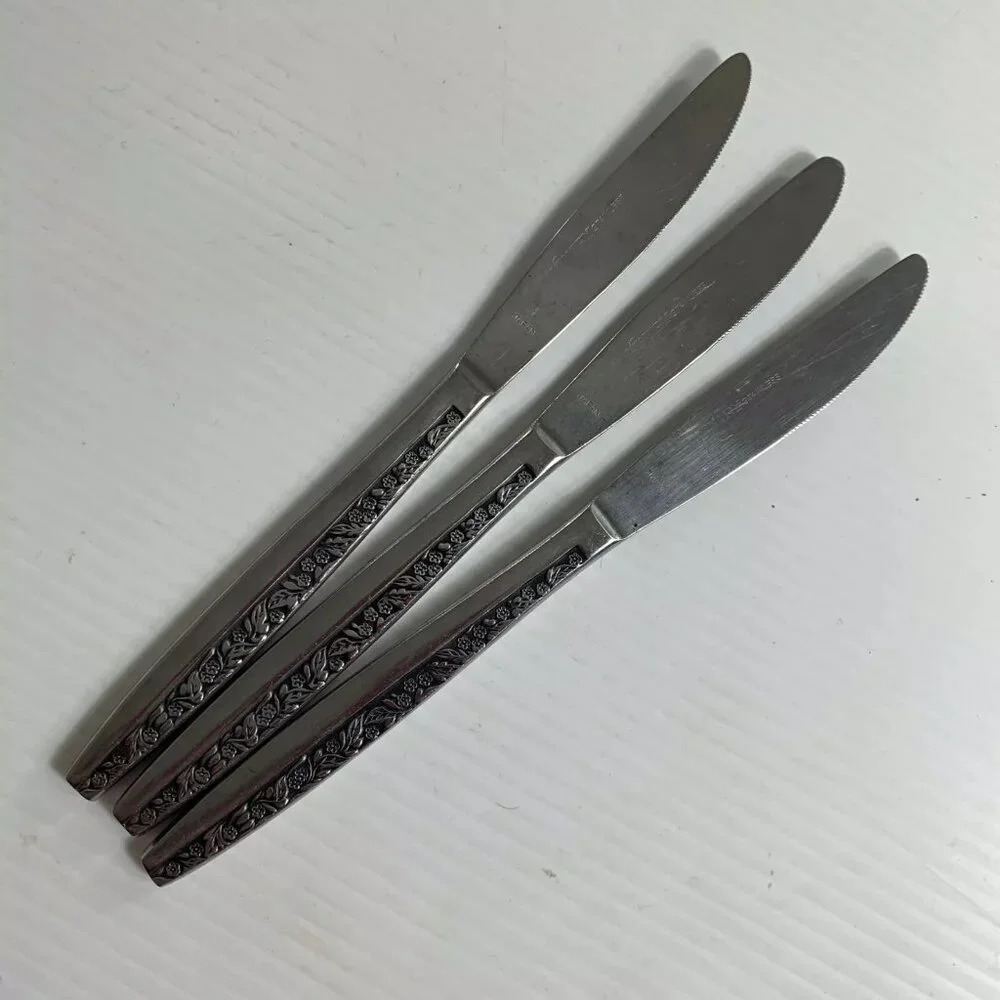 Vintage Coventry Bouquet Stainless Steel Lot of 3 Knives Flatware Japan